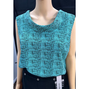Sleeveless blouse gren/black, Silk/Polyester, new with tag